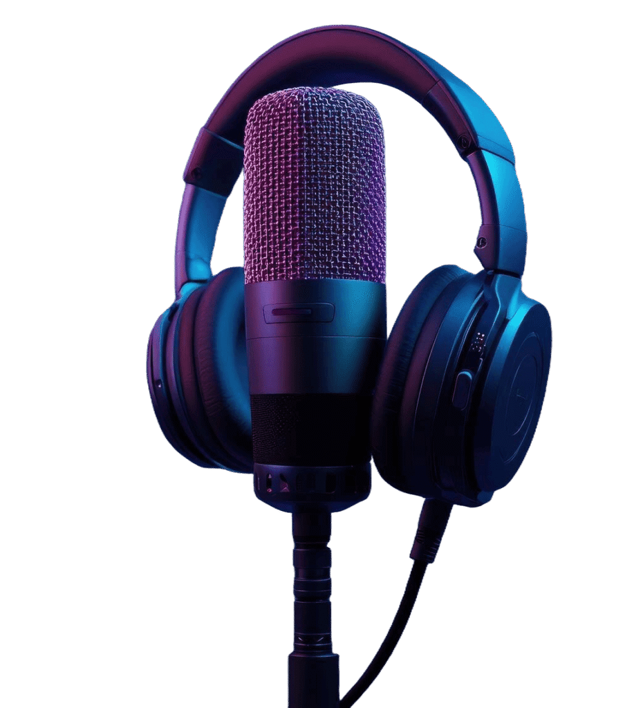 תמונה של אוזניות ומיקרופון